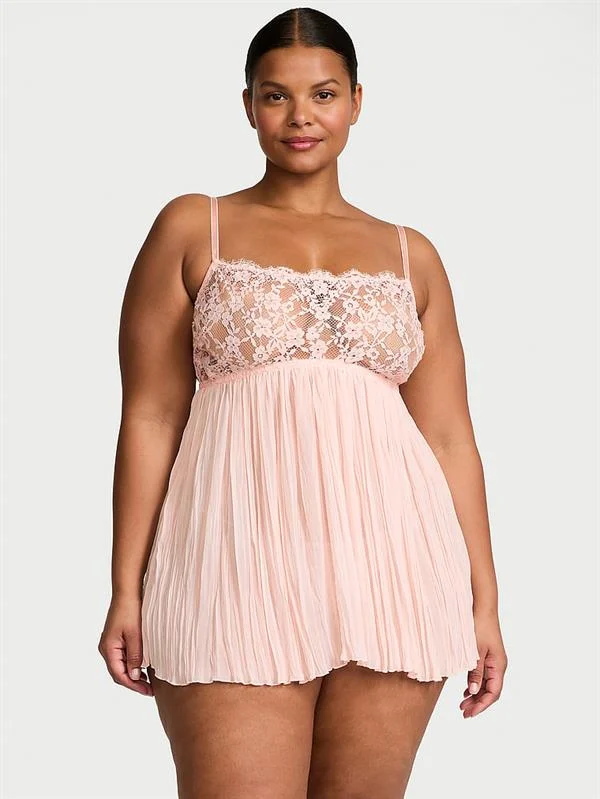 Dantelli Pileli Babydoll ön görünüm