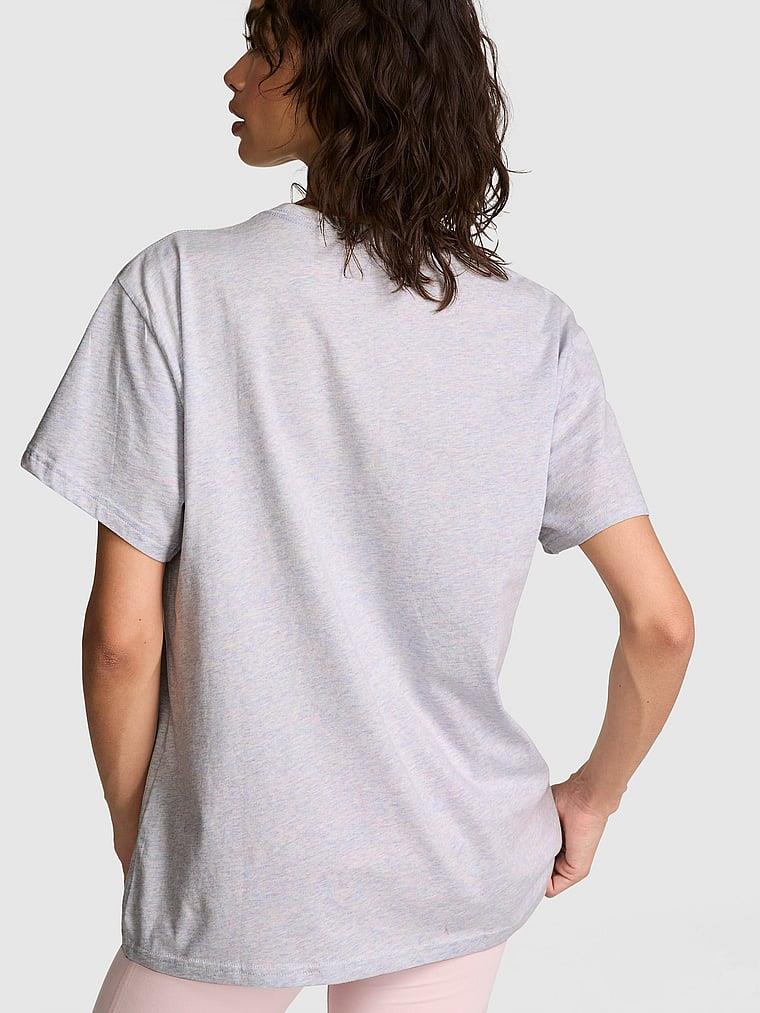 Pink Oversize Kısa Kollu Kampus Tisort arka görünüm
