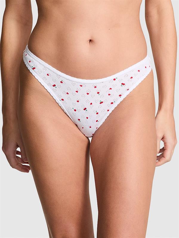 Pink Pamuklu Derin Bacak Kesim Tanga