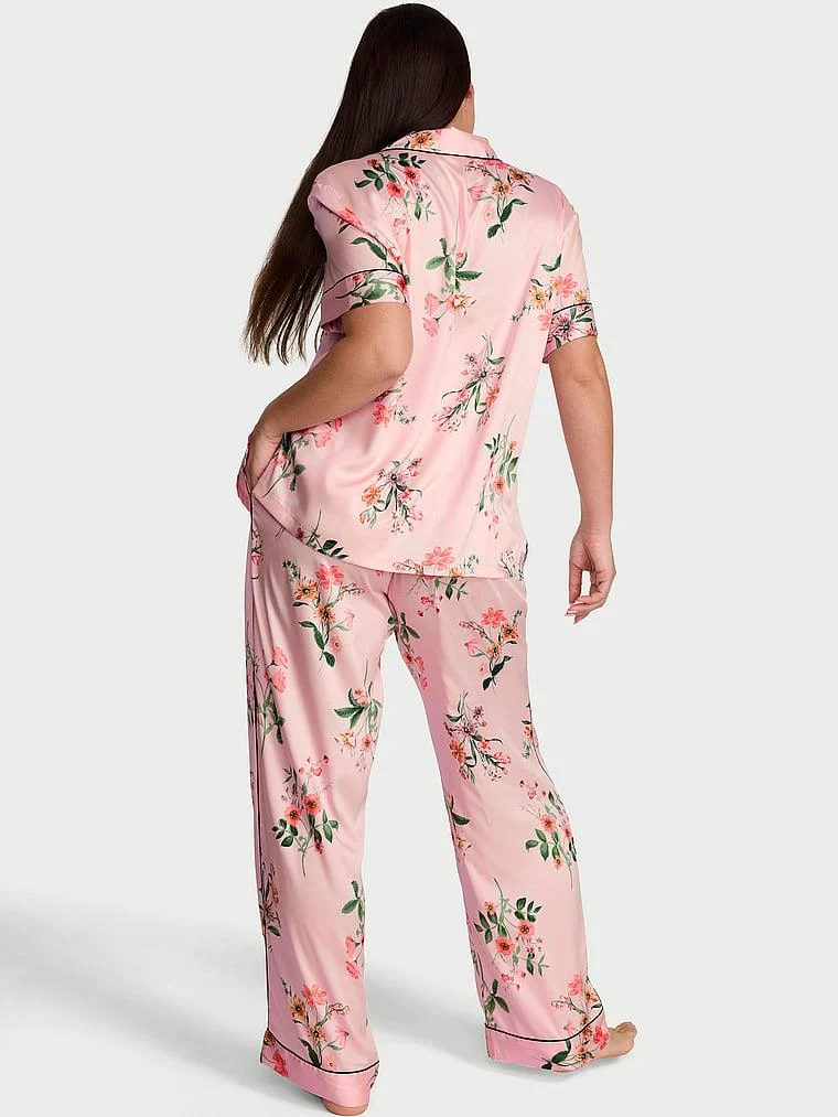 Saten Kısa Kollu Pijama Takimi arka görünüm