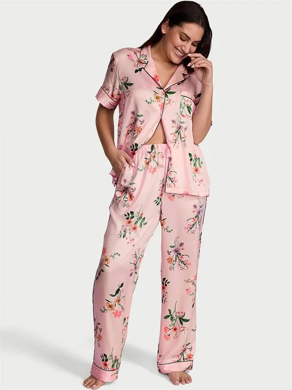 Saten Kısa Kollu Pijama Takimi