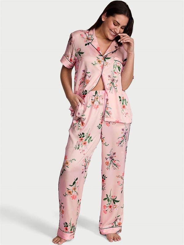 Saten Kısa Kollu Pijama Takimi