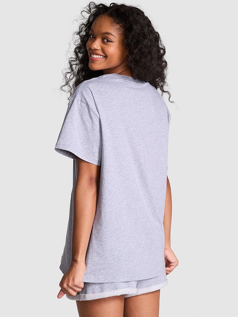 Pink Oversize Kısa Kollu Kampus Tisort arka görünümü
