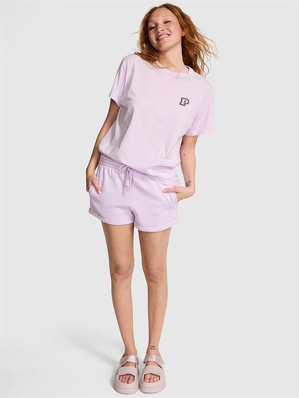 Pink Oversize Kısa Kollu Kampus Tisort