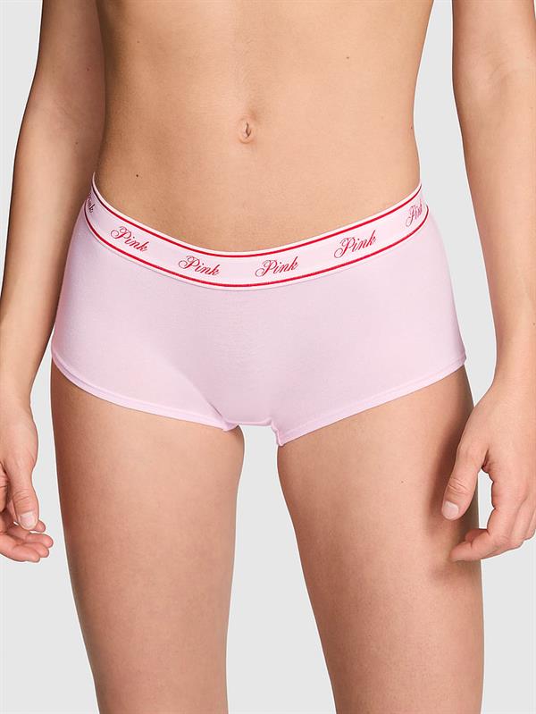 Pink Logolu Pamuklu Boyshort Kulot