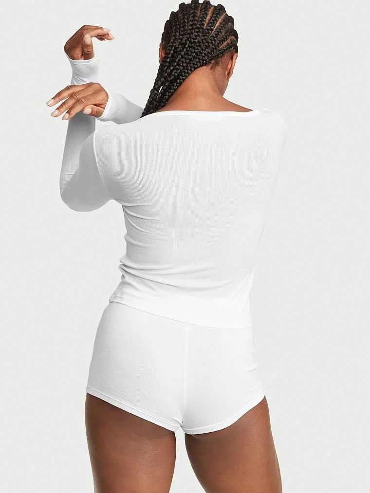 Fitilli Henley Kısa Pijama Takimi arka görünüm