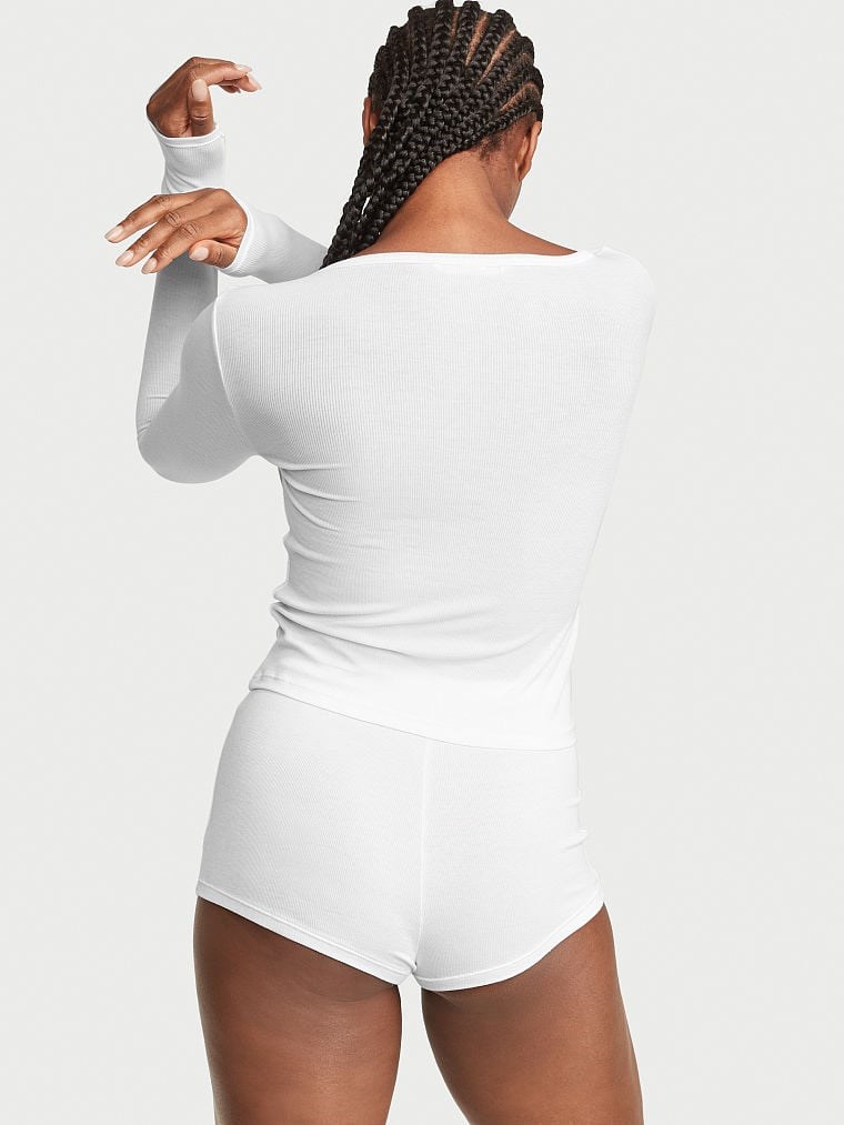 Fitilli Henley Kısa Pijama Takimi arka görünümü