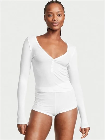 Fitilli Henley Kısa Pijama Takimi