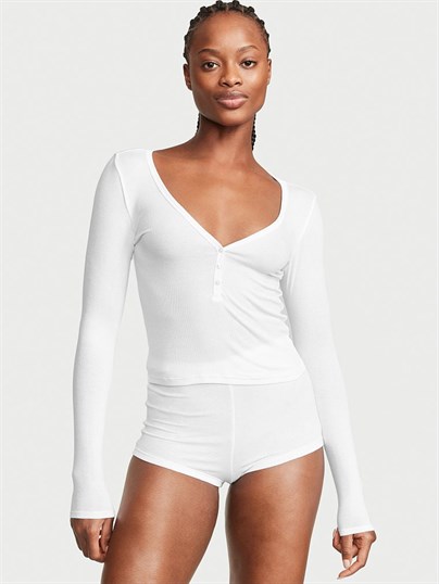 Fitilli Henley Kısa Pijama Takimi