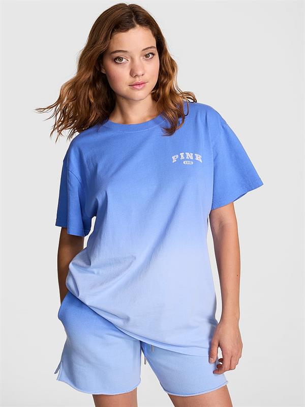 Pink Oversize Kısa Kollu Kampus Tisort