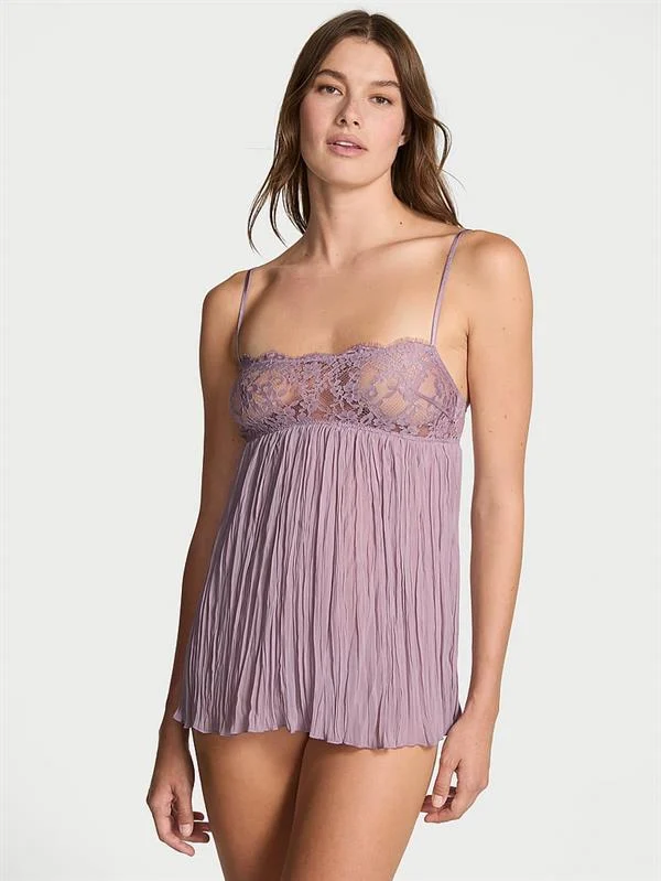 Dantelli Pileli Babydoll ön görünüm