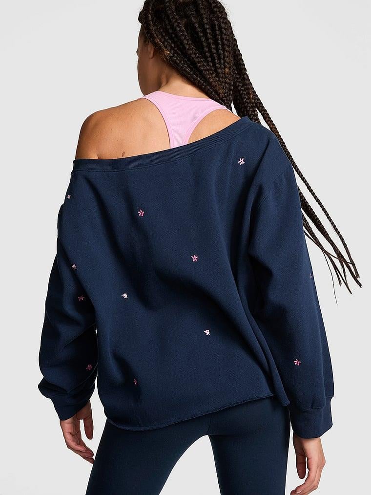Pink Kampus Omzu Acik Sweatshirt arka görünüm