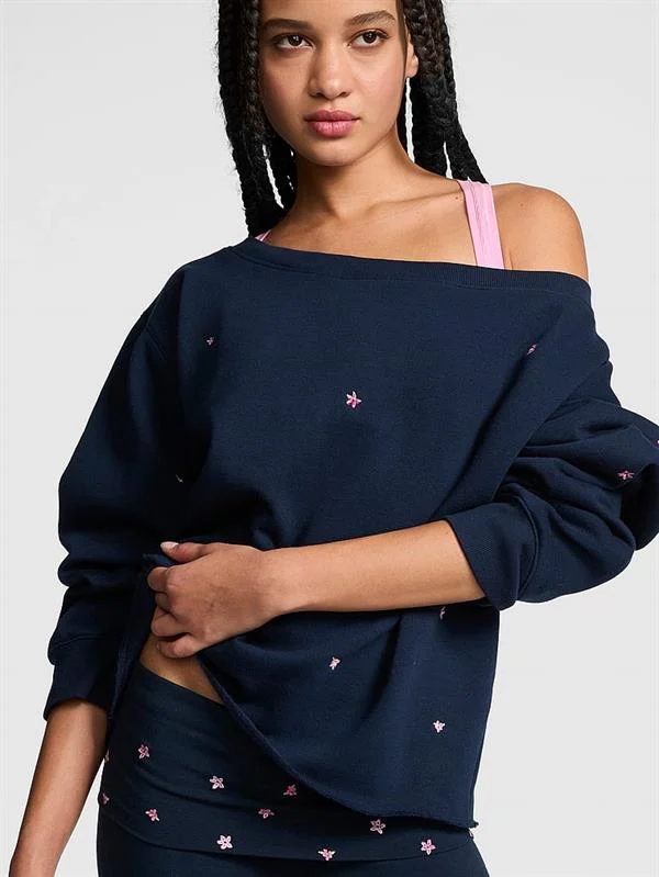 Pink Kampus Omzu Acik Sweatshirt