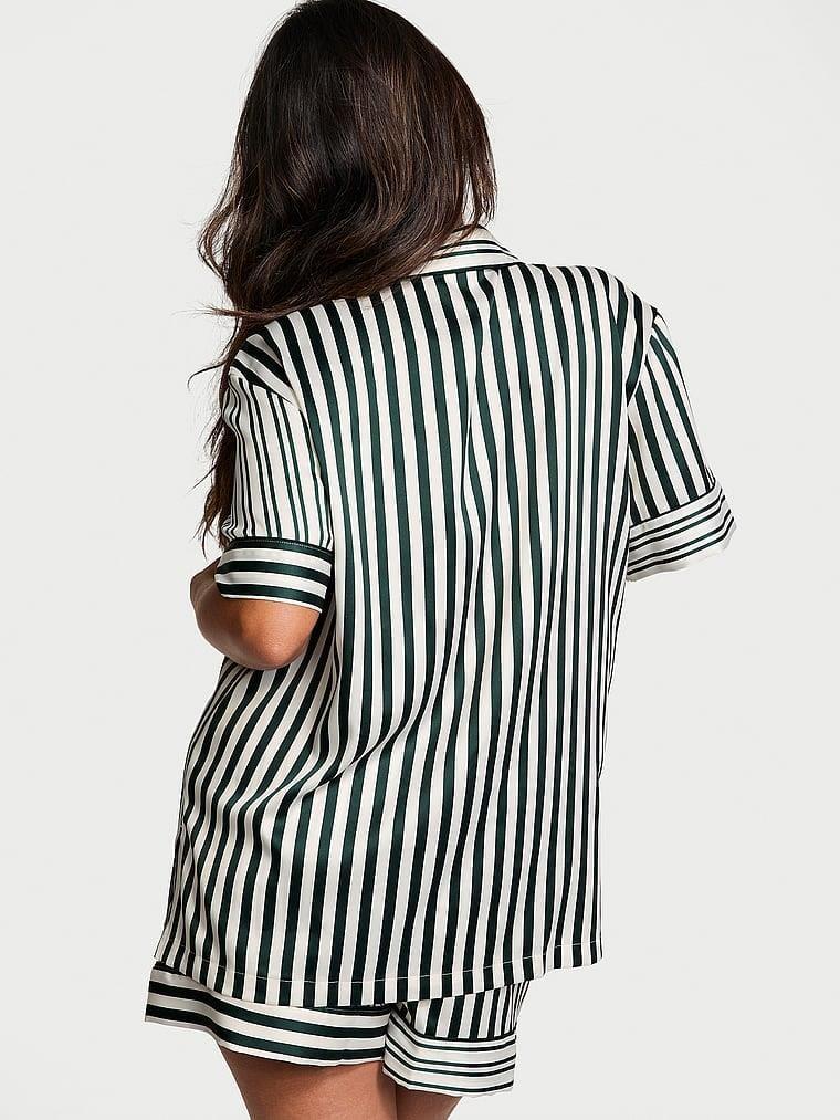 Glazed Saten Sortlu Pijama Takimi arka görünümü
