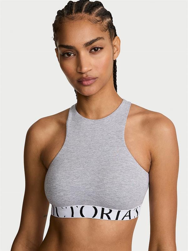 Pamuklu Logo Detayli Desteksiz Halter Yaka Bralet