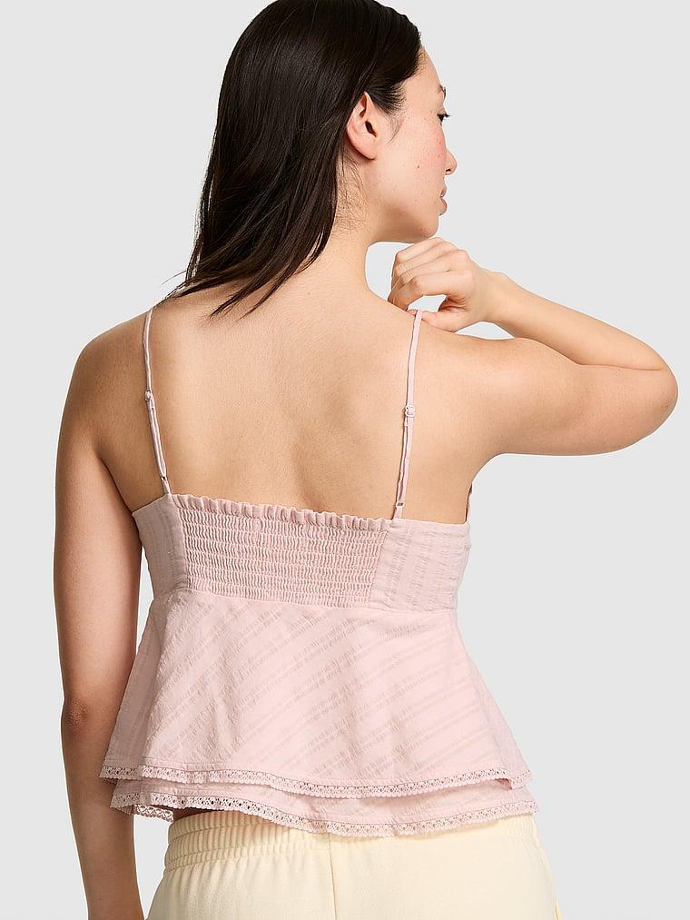 Pink Fırfırlı Dantelli Askili Bluz arka görünümü