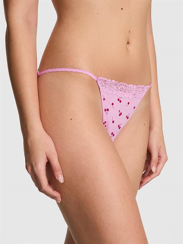 Pink Pamuklu Dantel Kenarli Bikini Kulot