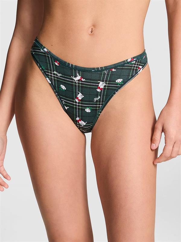 Pink Pamuklu Derin Bacak Kesim Tanga ön görünüm