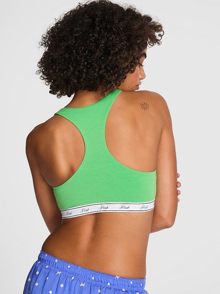 Pink Pamuklu Racerback Logolu Bralet arka görünüm