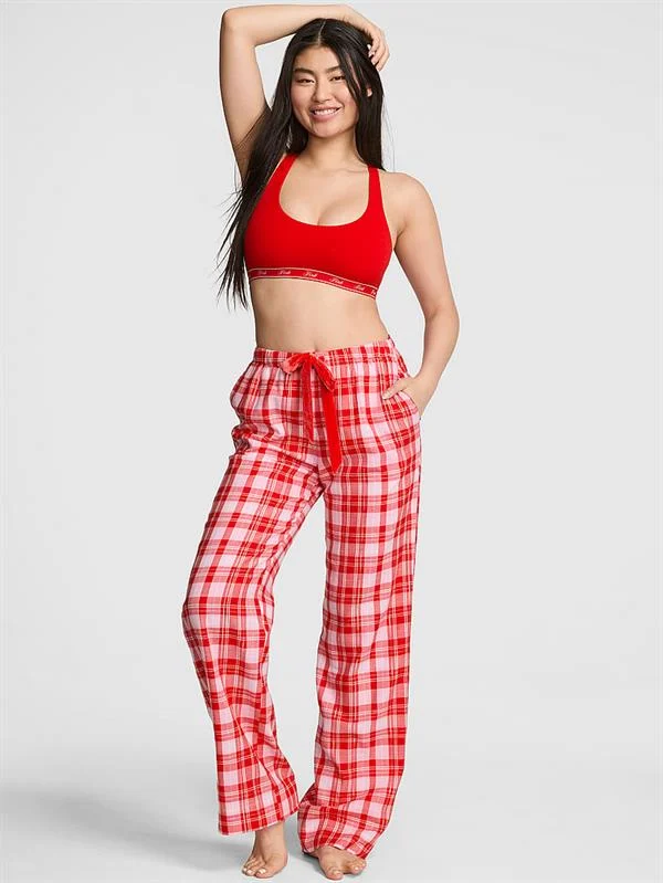 Pink Flanel Pijama Alti ön görünüm