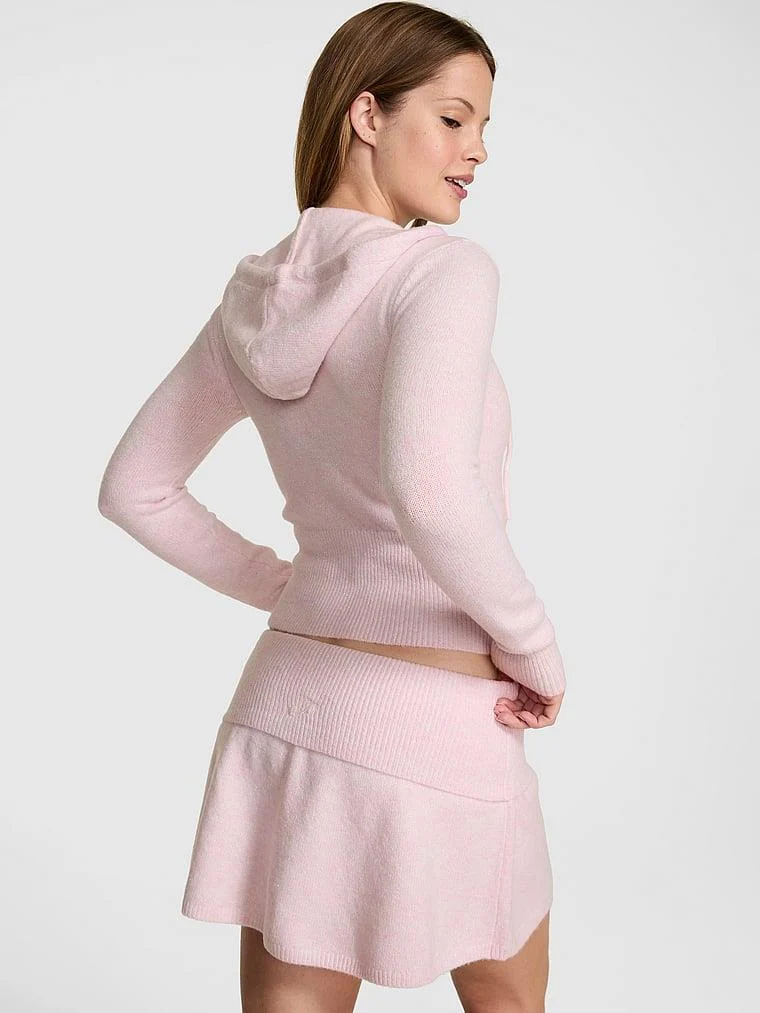 Pink Beli Katlanabilen Triko Etek arka görünüm