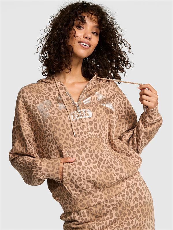 Pink Ivy Yarim Fermuarli Kapusonlu Sweatshirt