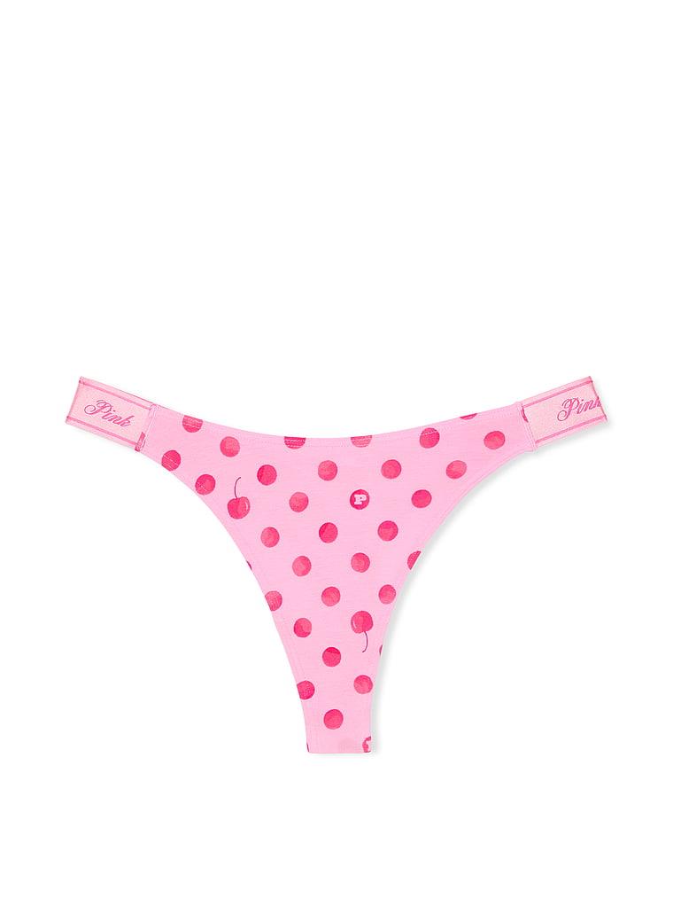 Pink Logolu Pamuklu Derin Bacak Kesim Tanga arka görünümü