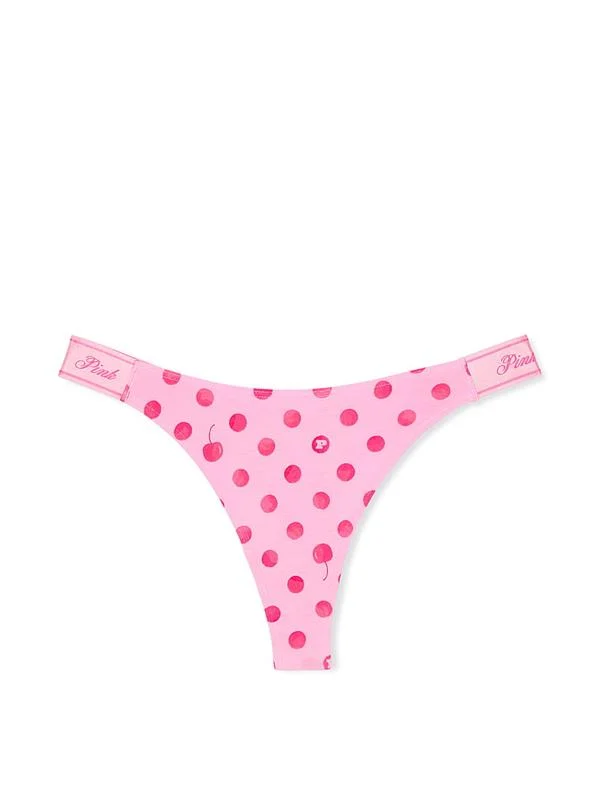 Pink Logolu Pamuklu Derin Bacak Kesim Tanga