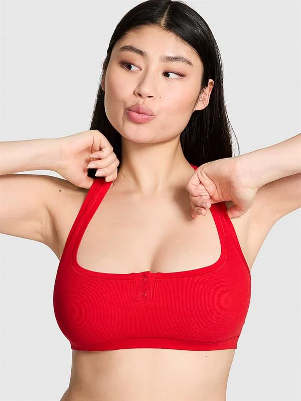 Pink Pamuklu Desteksiz Sirti Acik Bralet