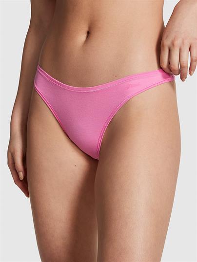 Pink Pamuklu Derin Bacak Kesim Tanga