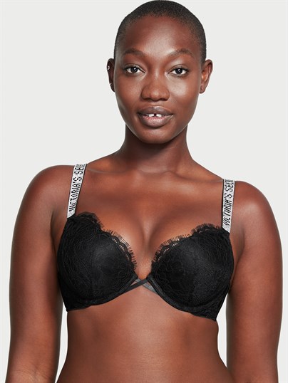 Bombshell 2 Beden Buyuk Gosteren Dantelli Işıltılı Askili Push Up Sütyen