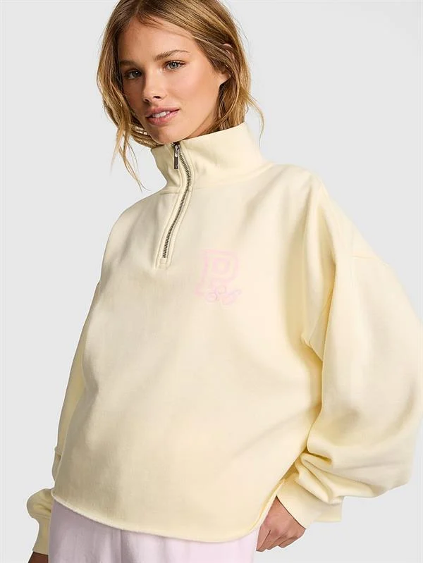 Pink Kampus Fermuarli Balikci Yaka Sweatshirt ön görünüm