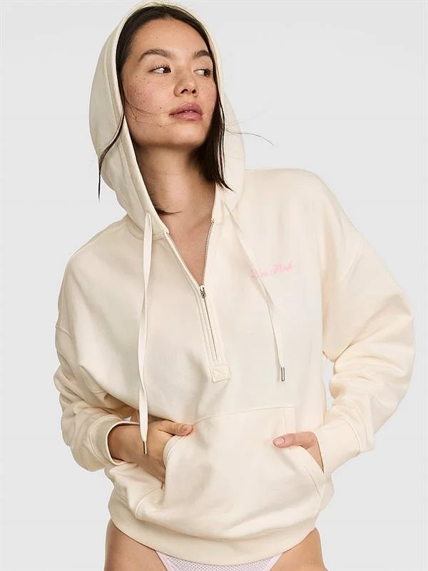 Pink Ivy Yarim Fermuarli Kapusonlu Sweatshirt