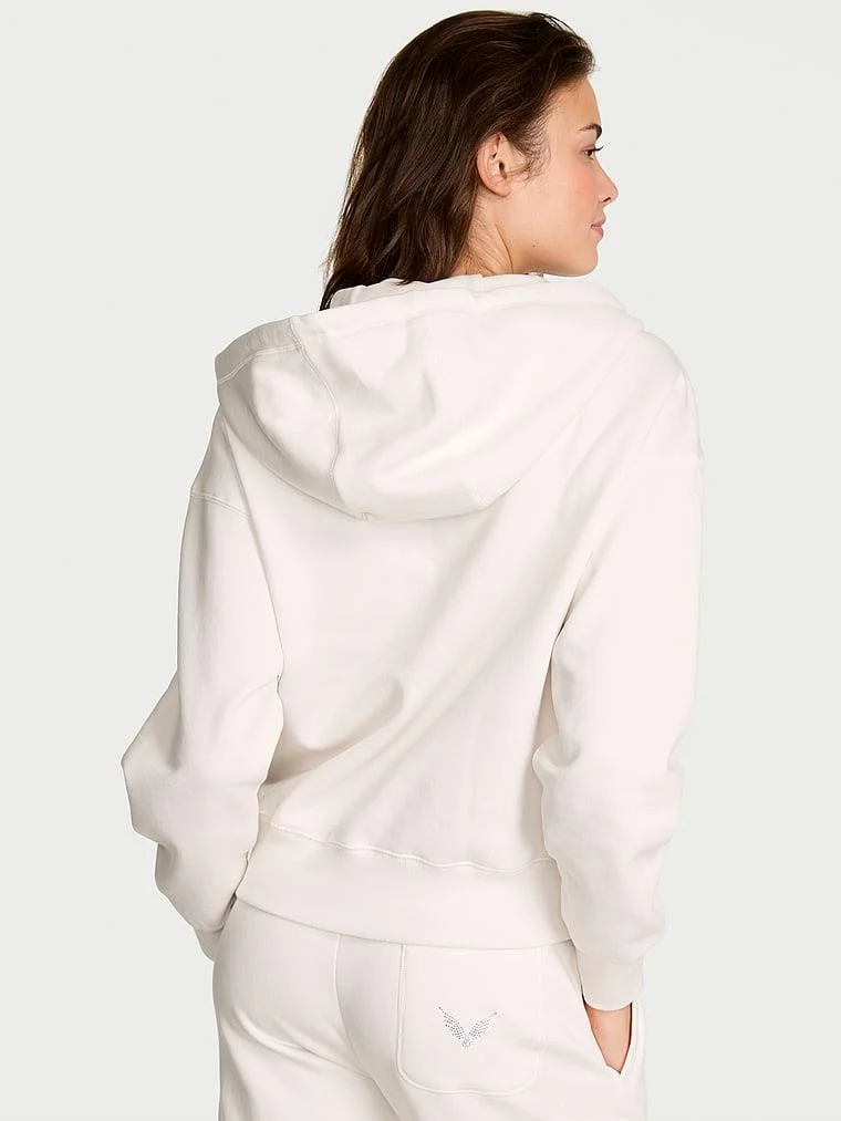 Klasik Fermuarli Kapusonlu Sweatshirt arka görünüm