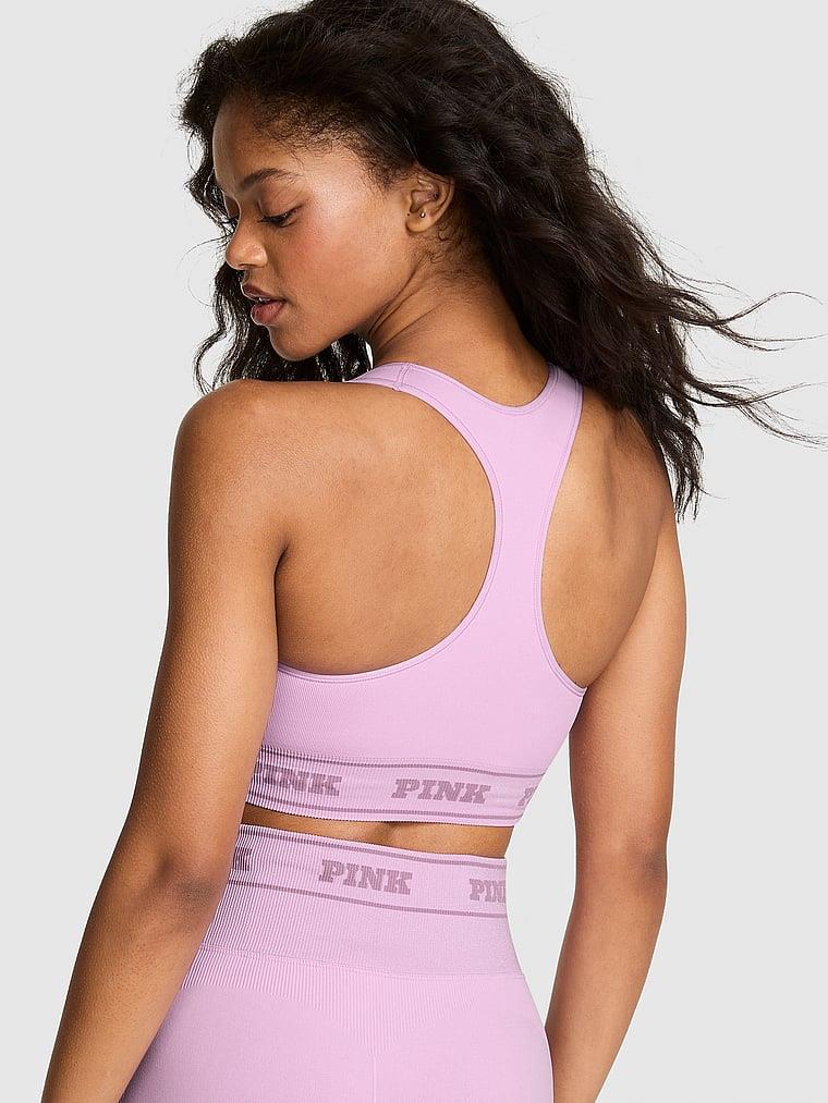 Pink Seamless Cift Tarafli Sporcu Sütyeni arka görünümü