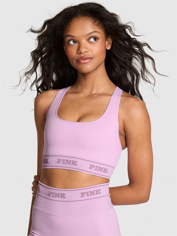 Pink Seamless Cift Tarafli Sporcu Sütyeni ön görünüm