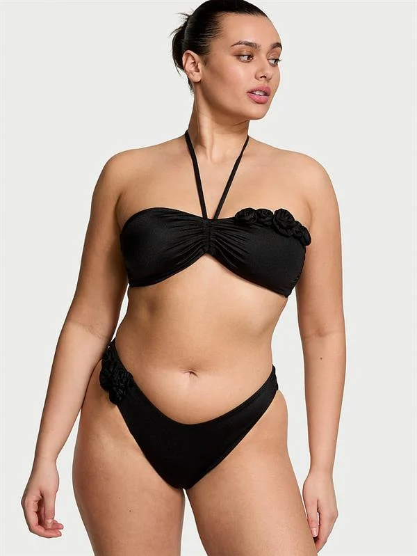 Cicek Detayli Bandeau Bikini Ustu