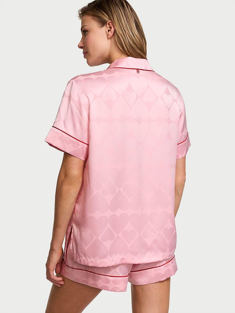 Glazed Saten Sortlu Kalpli Pijama Takimi arka görünümü
