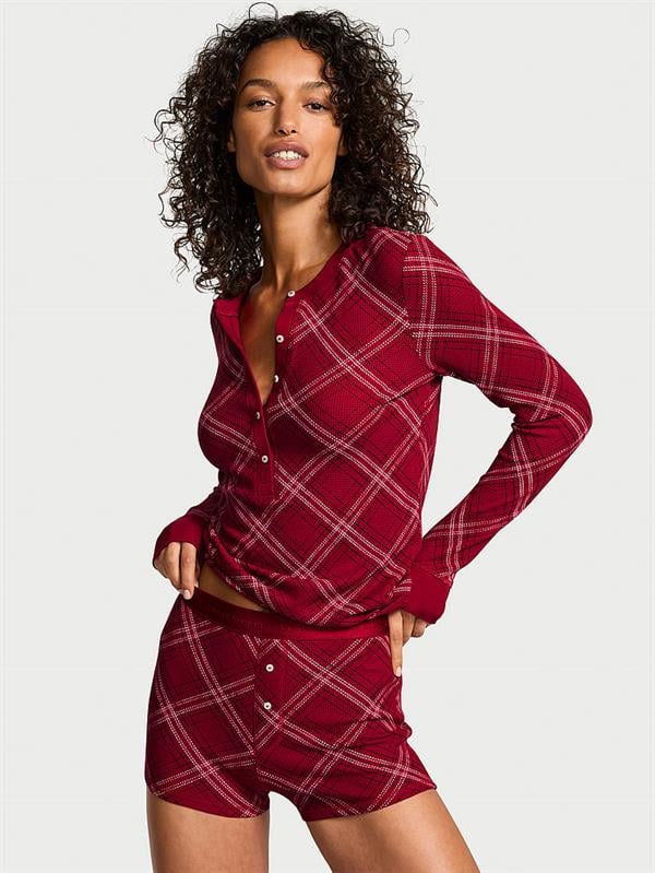 Henley Termal Sortlu Pijama Takimi ön görünüm