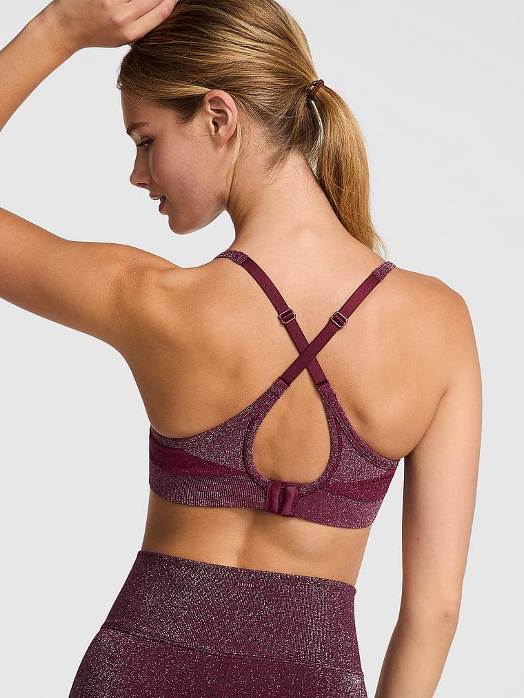 Pink Seamless Air Işıltılı Hafif Destekli Sporcu Sütyeni arka görünümü