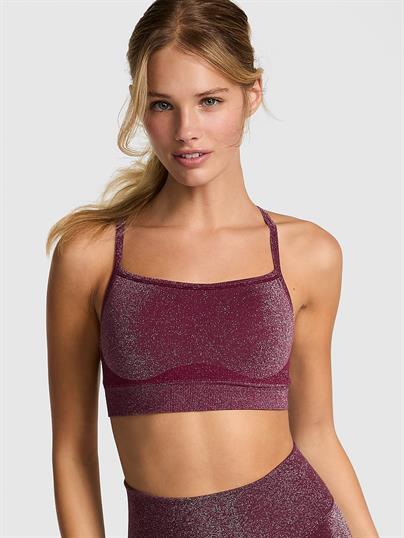 Pink Seamless Air Işıltılı Hafif Destekli Sporcu Sütyeni