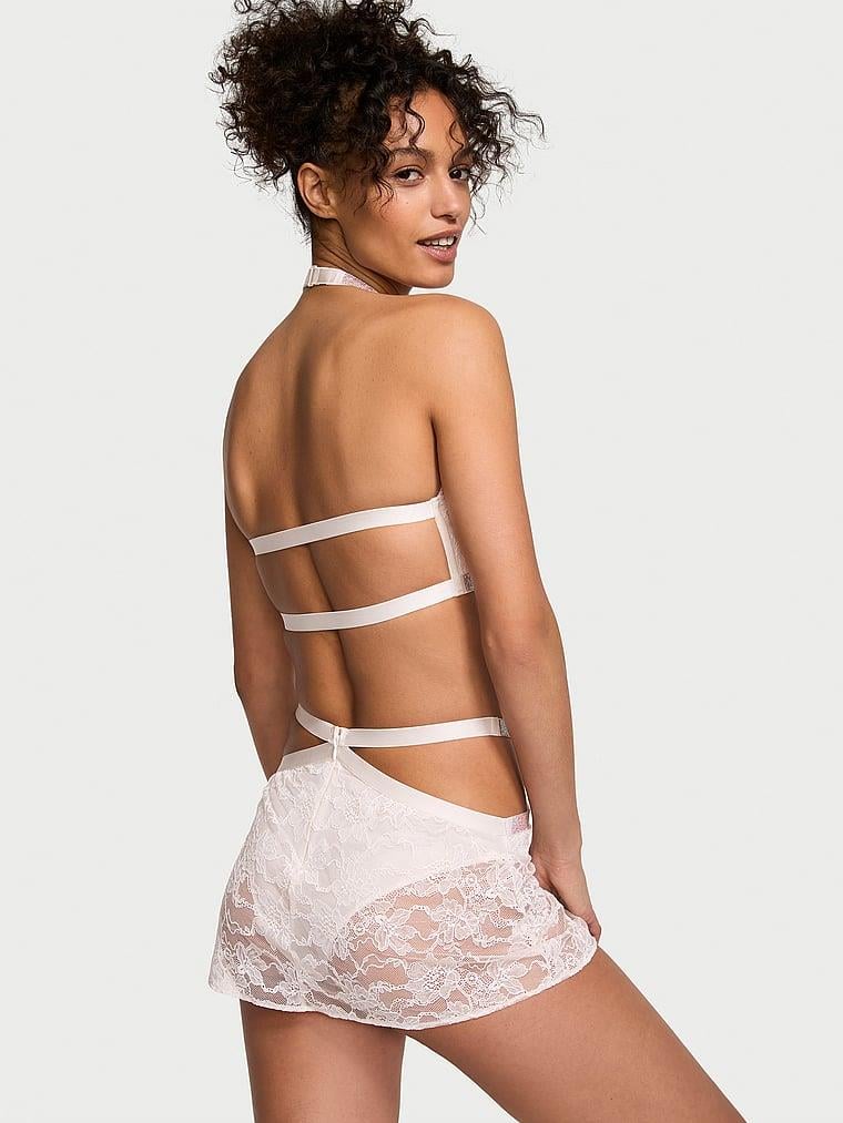 Işıltılı Askili Halter Bralet Mini Etek Takimi arka görünüm