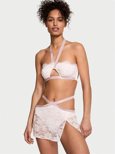 Işıltılı Askili Halter Bralet Mini Etek Takimi