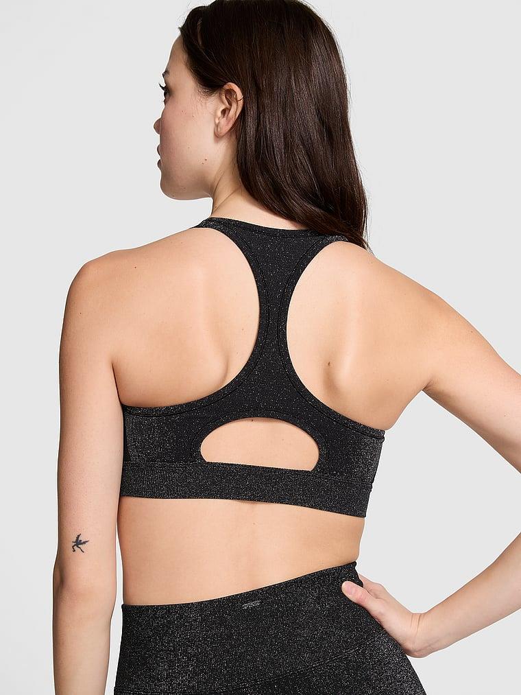 Pink Seamless Air Işıltılı Önden Kapamalı Yogun Destekli Işıltılı Sporcu Sütyeni arka görünümü