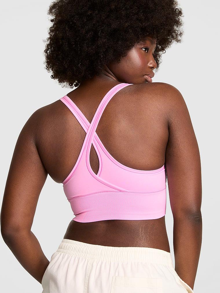 Pink Seamless Air Orta Destekli Sporcu Sütyeni arka görünümü