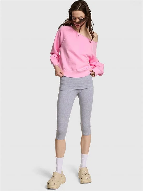 Pink Ivy Fleece Off The Shoulder Sweatshirt