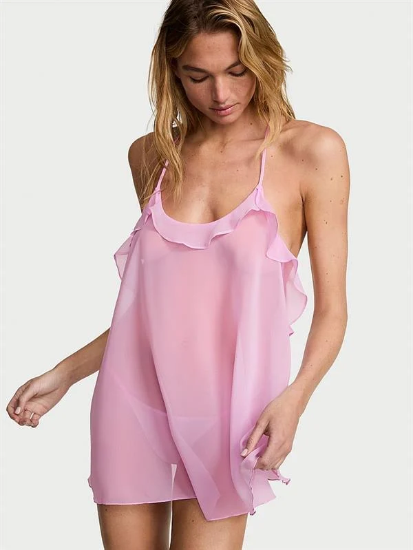 Watercolor Islemeli Sifon Babydoll Takimi