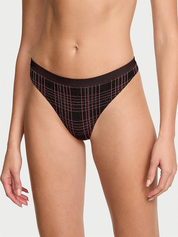 Seamless Işıltılı Ekose Tanga