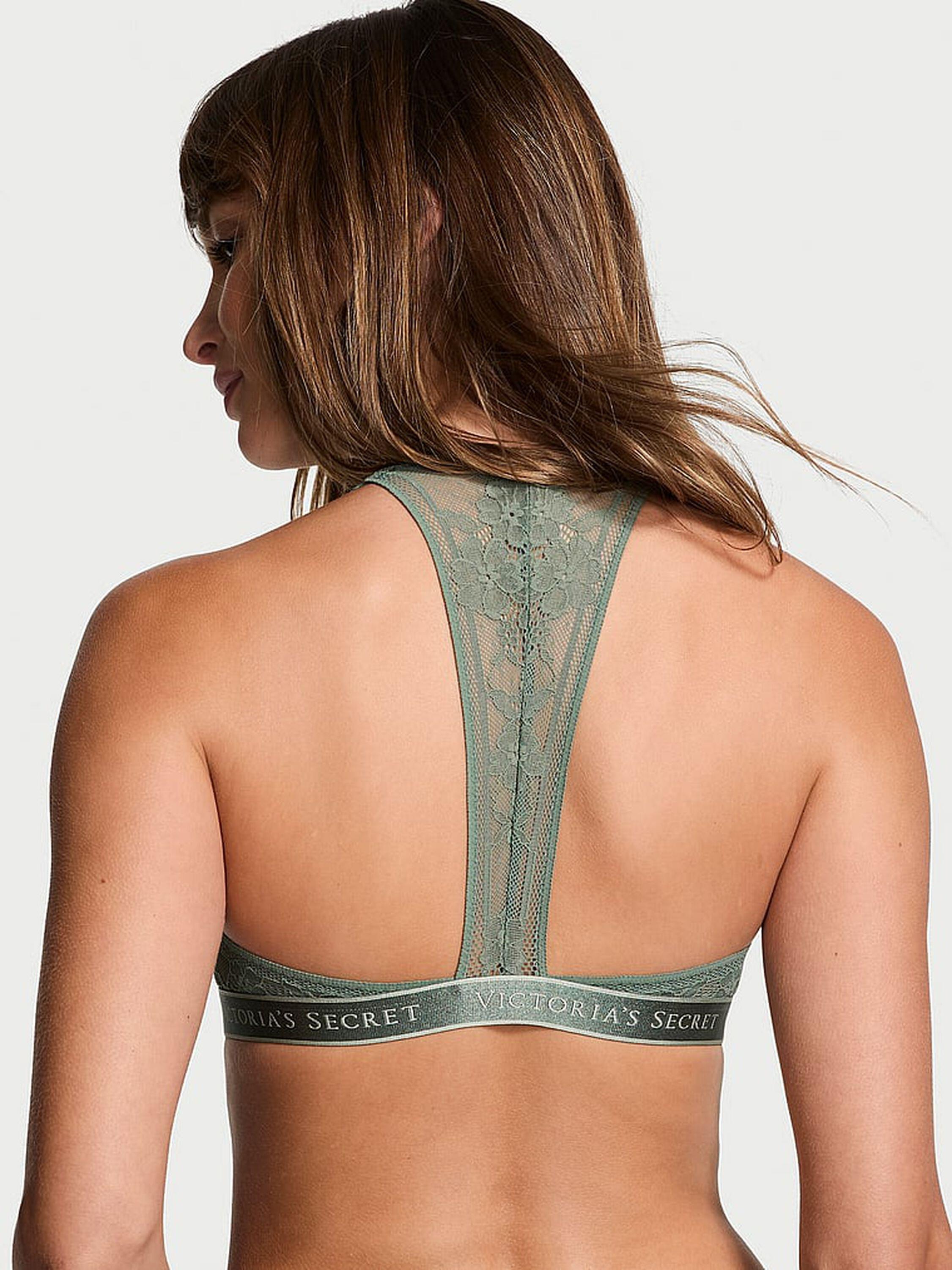 Hafif Dolgu Destekli Önden Kopcali Dantelli Demi Sütyen arka görünüm