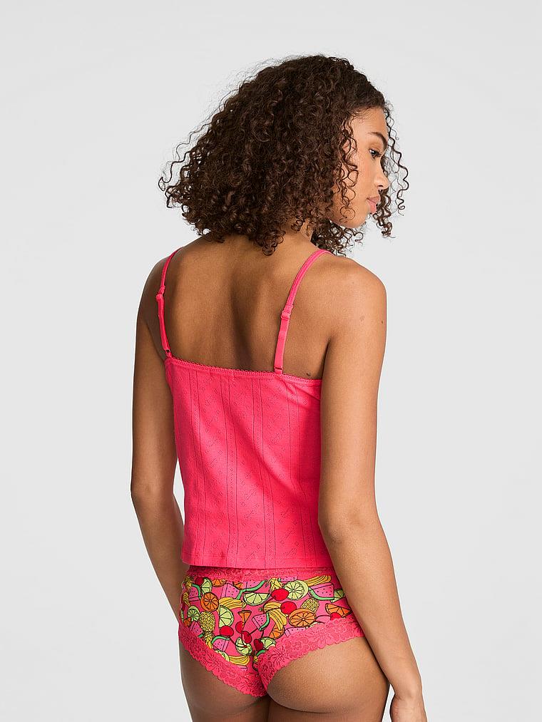 Pink Pointelle Kalp Yaka Askili Bluz arka görünümü